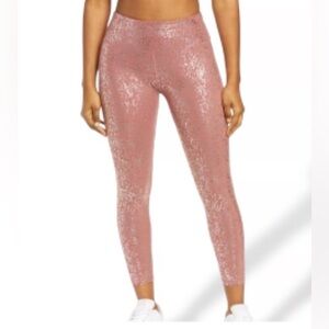 Sweaty Betty London Disco Metallic 7/8 Goddess leggings in red terrazzo foil - S